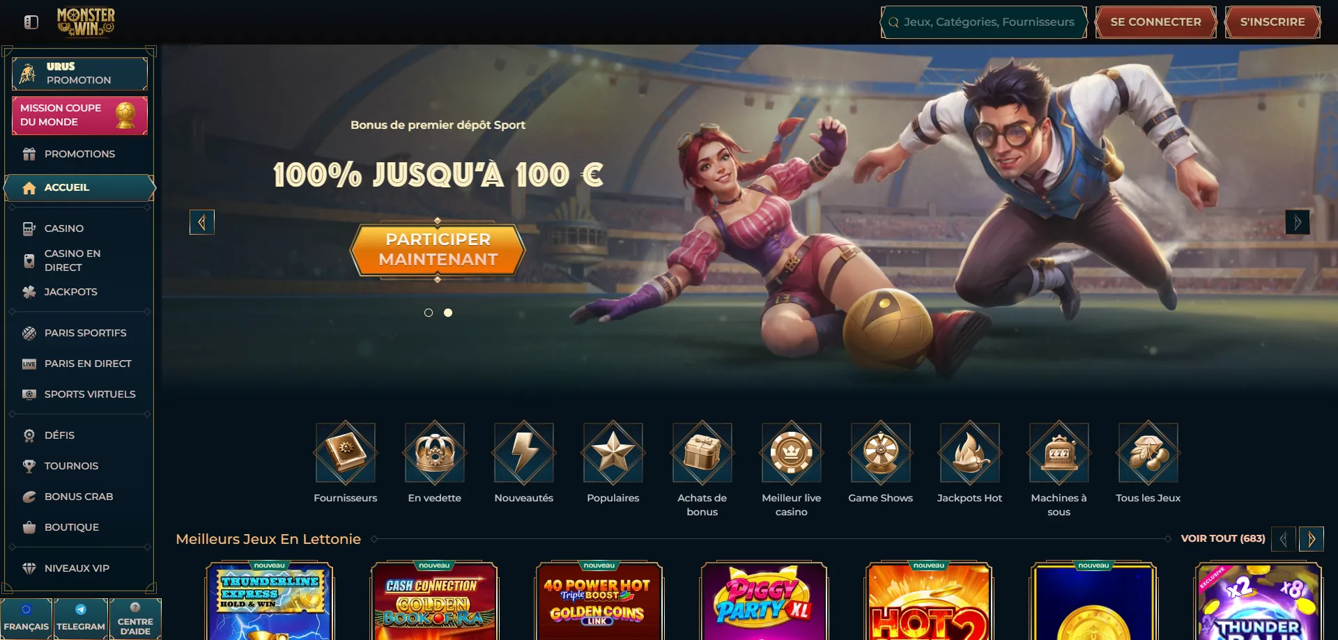 monsterwin-2 Monsterwin Casino panoramica piattaforma giochi online Italia